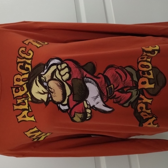 Disney women's Large rust color grumpy long sleeve tee allergic to happy people - Picture 3 of 9